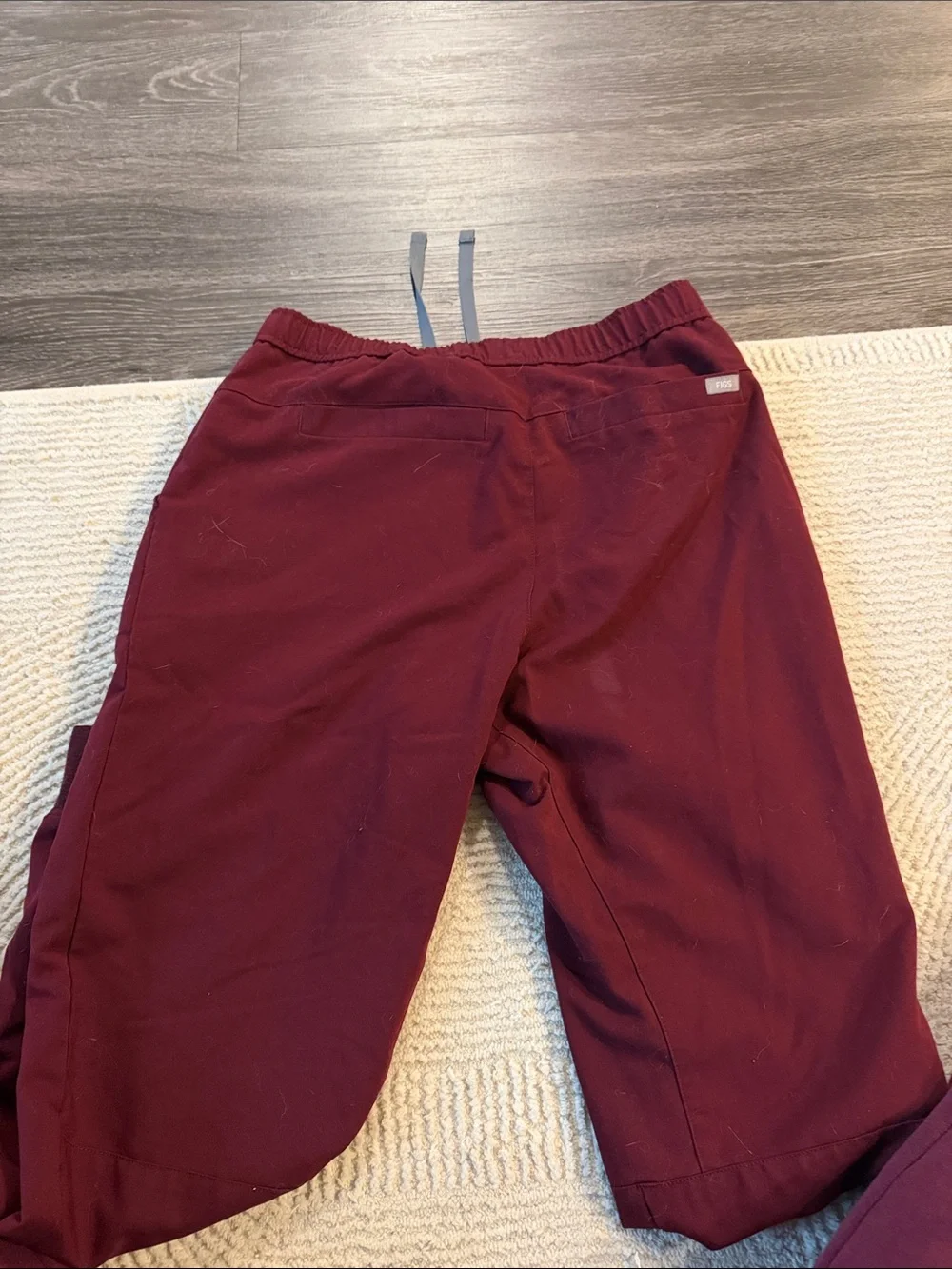 Figs Men's Burgundy Joggers with Gray Drawstring